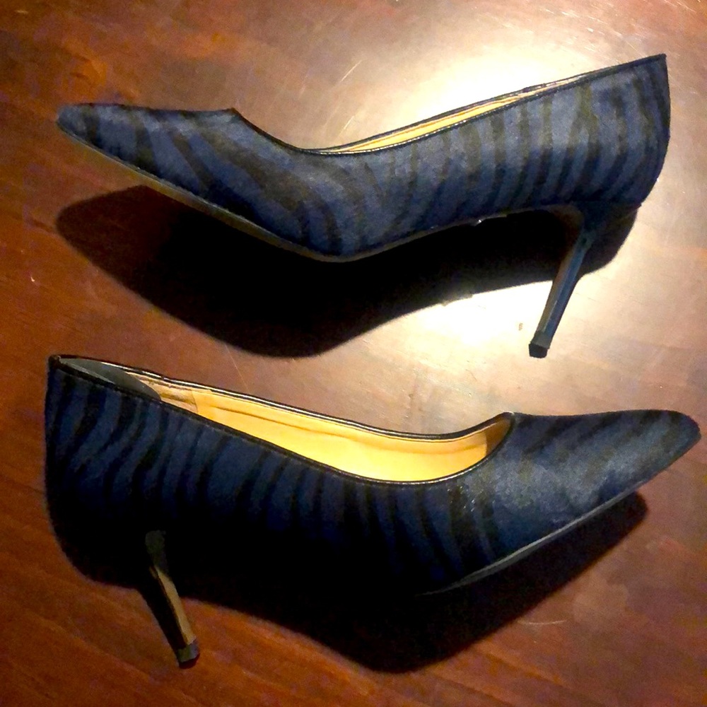 Franco Sarto Navy & Black Animal Hair Pumps US 9